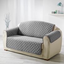 Husa canapea tip cuvertura matlasata 2 locuri 130x205 cm cu laterale, reversibila, Gri Deschis