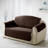 Husa canapea tip cuvertura matlasata 2 locuri 130x205 cm cu laterale, reversibila, Maro