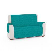 Husă canapea 2 locuri tip cuvertură matlasată 130x205 cm cu laterale, reversibilă, Turcoaz