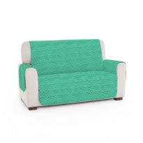 Husă canapea 2 locuri tip cuvertură matlasată 130x205 cm cu laterale, reversibilă, Verde Mint