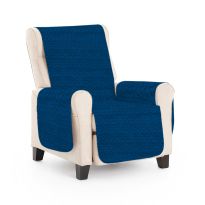 Husa fotoliu tip cuvertura matlasata 60 x 177 cm cu laterale, reversibila, Albastru