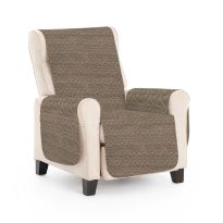 Husă fotoliu tip cuvertură matlasată 60 x 177 cm cu laterale, reversibila, Bej Închis