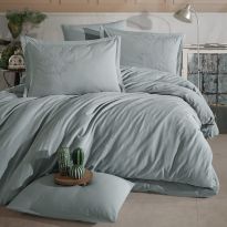 Lenjerie pat dublu Jacquard 100% Bumbac 6 piese, cearsaf pat 240x260 cm, pilota 200x220 cm, 2 fete perne 50x70 si 70x70 cm, Clasy, Verde MARLET V2