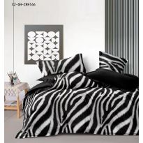 Lenjerie pat dublu Finet Bumbac 6 piese cu husa saltea 160x200 sau 180x200 cm, pilota 200x230 cm, 2 fete perna 50x70 si 70x70 cm, Alb/Negru, Pucioasa