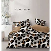 Lenjerie pat dublu Finet Bumbac 6 piese cu husa saltea 160x200 sau 180x200 cm, pilota 200x230 cm, 2 fete perna 50x70 si 70x70 cm, Maro/Gri, Pucioasa 