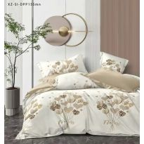 Lenjerie pat dublu Finet Bumbac 6 piese cu husa saltea 160x200 sau 180x200 cm, pilota 200x230 cm, 2 fete perna 50x70 si 70x70 cm, Crem/Cappuccino, Pucioasa 