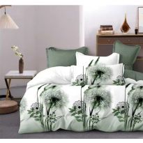 Lenjerie pat dublu Finet Bumbac 6 piese cu husa saltea 160x200 sau 180x200 cm, pilota 200x230 cm, 2 fete perna 50x70 si 70x70 cm, Verde, Pucioasa 