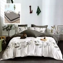 Lenjerie pat dublu Finet Bumbac 6 piese cu husa saltea 160x200 sau 180x200 cm, pilota 200x230 cm, 2 fete perna 50x70 si 70x70 cm, Gri, Pucioasa SCARLETT