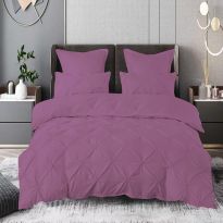 Lenjerie de pat dublu Finet UNI cu pliuri 6 piese cearsaf pat 230x240 cm, pilota 200x230 cm, 2 fete perna 50x70 si 70x70 cm , Mov Burgundi UNI, Pucioasa