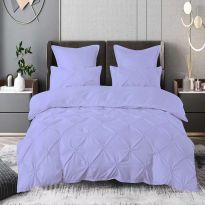 Lenjerie de pat dublu Finet UNI cu pliuri 6 piese cearsaf pat 230x240 cm, pilota 200x230 cm, 2 fete perna 50x70 si 70x70 cm , Lila UNI, Pucioasa
