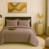 Lenjerie pat dublu XXL Damasc Policoton, cearsaf pat 230x260 cm, pilota 200x230 cm, 2 fete perne 50x70 cm, Gri IMP49