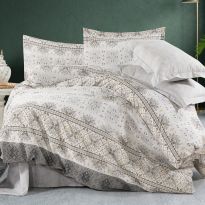 Lenjerie pat Bumbac Ranforce 4 piese cearsaf pat 240x260 cm, pilota 200x220 cm, 2 fete perne 50x70 cm, Crem / Bej Cappuccino, Pucioasa