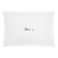 Fata de perna Damasc Bumbac 100% dunga 1 cm, 50 x 70 cm si tiv cu bordura 3,5 cm, Alb