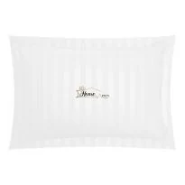 Fata de perna Damasc Bumbac 100% dunga 1 cm, 50 x 70 cm si tiv cu bordura 3,5 cm, Alb