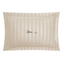 Fata de perna Damasc Bumbac 100% dunga 1 cm, 50 x 70 cm si tiv cu bordura 3,5 cm, Bej Cappuccino