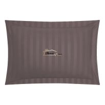 Fata de perna Damasc Bumbac 100% dunga 1 cm, 50 x 70 cm si tiv cu bordura 3,5 cm, Maro