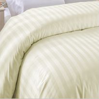 Cearsaf de pilota 2 persoane Damasc Bumbac 100% tip Hotel cu dunga 1 cm, 180x220 cm, Crem Deschis