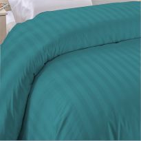 Cearsaf de pilota 2 persoane Damasc Bumbac 100% tip Hotel cu dunga 1 cm, 180x220 cm, Turcoaz 