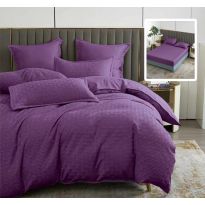 Lenjerie de pat Finet Natur UNI Stripe 6 piese husa saltea 160/180x200 cm, pilota 200x230 cm, 2 fete perna 50x70 si 70x70 cm, Mov, Pucioasa