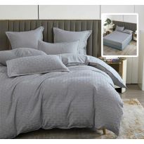 Lenjerie de pat Finet Natur UNI Stripe 6 piese husa saltea 160/180x200 cm, pilota 200x230 cm, 2 fete perna 50x70 si 70x70 cm, Gri ,Pucioasa
