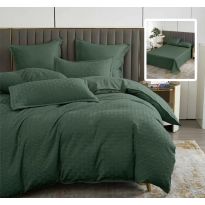 Lenjerie de pat dublu Finet Natur UNI Stripe 6 piese cearsaf pat 230x250 cm, pilota 200x230 cm, 2 fete perna 50x70 si 70x70 cm, Verde, Pucioasa