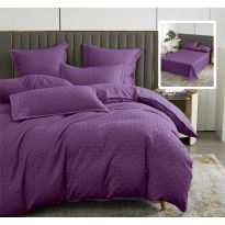 Lenjerie de pat dublu Finet Natur UNI Stripe 6 piese cearsaf pat 230x250 cm, pilota 200x230 cm, 2 fete perna 50x70 si 70x70 cm, Mov, Pucioasa