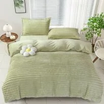Lenjerie pat dublu Cocolino Line 4 piese, cearsaf pat 230x250 cm, pilota 200x230 cm, 2 fete perna 50x70, Verde Kaki, Pucioasa