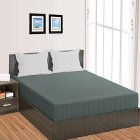 Cearsaf de pat cu elastic Damasc Policoton dunga 1 cm, 130x250 cm pentru saltea 80x200 cm, Gri Inchis