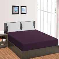 Cearsaf de pat cu elastic Damasc Policoton dunga 1 cm, 150x250 cm pentru saltea 100x200 cm, Mov