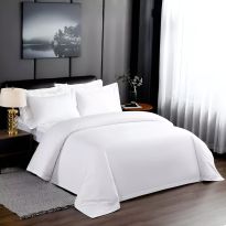 Lenjerie pat Percale Bumbac 100%, 3 piese, cearsaf pat 160x240 cm, pilota 150x220 cm, 1 fata perna 50x70 cm, Alb, Pucioasa
