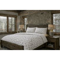 Lenjerie pat Tricot Bumbac 100% cu husă pentru saltea de 160/180cm x 200cm, pilotă 200x230 cm, 2 fețe perne 50x70 cm, Alb / Verde, Pucioasa, Răsfăț Natural