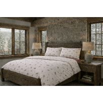 Lenjerie pat Tricot Bumbac 100% cu husă pentru saltea de 160/180cm x 200cm, pilotă 200x230 cm, 2 fețe perne 50x70 cm, Crem / Mov, Pucioasa, Răsfăț Natural