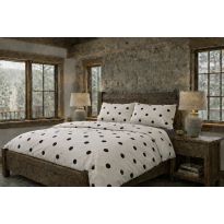 Lenjerie pat Tricot Bumbac 100% cu husă pentru saltea de 160/180cm x 200cm, pilotă 200x230 cm, 2 fețe perne 50x70 cm, Bej / Negru, Pucioasa, Răsfăț Natural