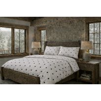 Lenjerie pat Tricot Bumbac 100% cu husă pentru saltea de 160/180cm x 200cm, pilotă 200x230 cm, 2 fețe perne 50x70 cm, Alb / Negru, Pucioasa, Răsfăț Natural