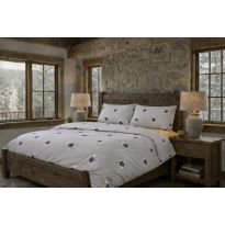 Lenjerie pat Tricot Bumbac 100% cu husă pentru saltea de 160/180cm x 200cm, pilotă 200x230 cm, 2 fețe perne 50x70 cm, Albastru / Gri, Pucioasa, Răsfăț Natural