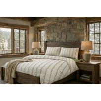 Lenjerie pat Tricot Bumbac 100% cu husă pentru saltea de 160/180cm x 200cm, pilotă 200x230 cm, 2 fețe perne 50x70 cm, Crem / Verde, Pucioasa, Răsfăț Natural