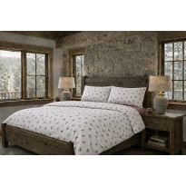 Lenjerie pat Tricot Bumbac 100% cu husă pentru saltea de 160/180cm x 200cm, pilotă 200x230 cm, 2 fețe perne 50x70 cm, Alb / Mov, Pucioasa, Răsfăț Natural