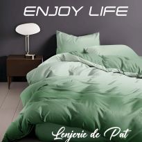 Lenjerie pat Finet Enjoy Life 6 piese cu husă saltea 160x200 sau 180x200 cm, pilotă 200x230 cm, 2 fețe perne 50x70 cm și 70x70 cm, Verde Mentă