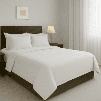 Lenjerie pat Ranforce Bumbac 100% UNI 4 piese, cearșaf pat 240x260 cm, pilotă 200x220 cm, 2 fețe perne 50x70 cm, Gri Deschis, Pucioasa