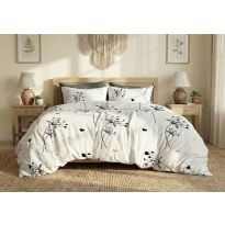 Lenjerie pat bumbac Finet 6 piese PROMO cu husă saltea 160x200 sau 180x200 cm, pilotă 200x220 cm, 2 fețe pernă 50x70 și 70x70 cm, Crem, Pucioasa 