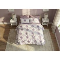 Lenjerie pat bumbac Finet 6 piese PROMO cu husă saltea 160x200 sau 180x200 cm, pilotă 200x220 cm, 2 fețe pernă 50x70 și 70x70 cm, Lila, Pucioasa 