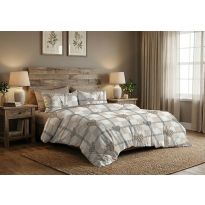 Lenjerie pat bumbac Finet 6 piese PROMO cu husă saltea 160x200 sau 180x200 cm, pilotă 200x220 cm, 2 fețe pernă 50x70 și 70x70 cm, Bej Cappuccino, Pucioasa 