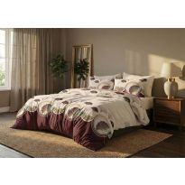 Lenjerie pat bumbac Finet 6 piese PROMO cu husă saltea 160x200 sau 180x200 cm, pilotă 200x220 cm, 2 fețe pernă 50x70 și 70x70 cm, Bej / Maro, Pucioasa 