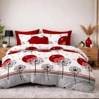 Lenjerie pat bumbac Finet 6 piese PROMO cu husă saltea 160x200 sau 180x200 cm, pilotă 200x220 cm, 2 fețe pernă 50x70 și 70x70 cm, Rosu/Gri, Ralex Pucioasa