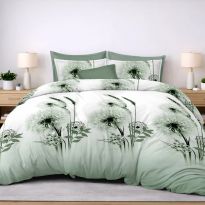 Lenjerie pat bumbac Finet 6 piese PROMO cu husă saltea 160x200 sau 180x200 cm, pilotă 200x220 cm, 2 fețe pernă 50x70 și 70x70 cm, Verde Deschis, Ralex Pucioasa