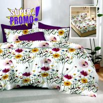 Lenjerie pat bumbac Finet 6 piese cu desen PROMO, husă saltea 160x200 sau 180x200 cm, pilotă 200x220 cm, 2 fețe pernă 50x70 și 70x70 cm, Mov Închis, Pucioasa 