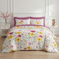 Lenjerie pat bumbac Finet 6 piese cu desen PROMO, husă saltea 160x200 sau 180x200 cm, pilotă 200x220 cm, 2 fețe pernă 50x70 și 70x70 cm, Mov Închis, Pucioasa 