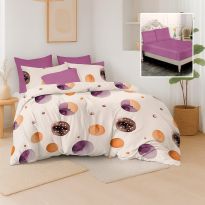 Lenjerie pat bumbac Finet 6 piese PROMO cu husă saltea 160x200 sau 180x200 cm, pilotă 200x220 cm, 2 fețe pernă 50x70 și 70x70 cm, Roz, Pucioasa 