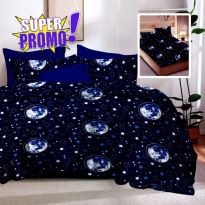 Lenjerie pat bumbac Finet 6 piese cu desen PROMO, husă saltea 160x200 sau 180x200 cm, pilotă 200x220 cm, 2 fețe pernă 50x70 și 70x70 cm, Albastru Inchis, Pucioasa