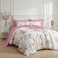 Lenjerie pat bumbac Finet 6 piese PROMO cu husă saltea 160x200 sau 180x200 cm, pilotă 200x220 cm, 2 fețe pernă 50x70 și 70x70 cm, Siclam, Pucioasa 